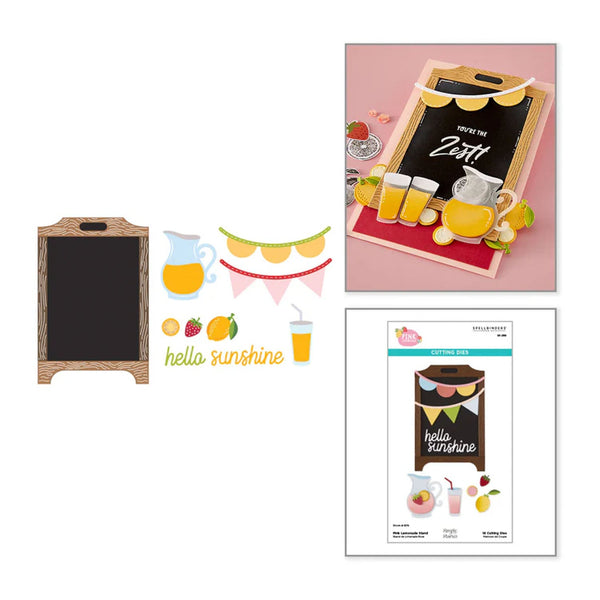 Set of chalkboard-themed products including a small chalkboard, decorative items, and a packaging design on a white background.