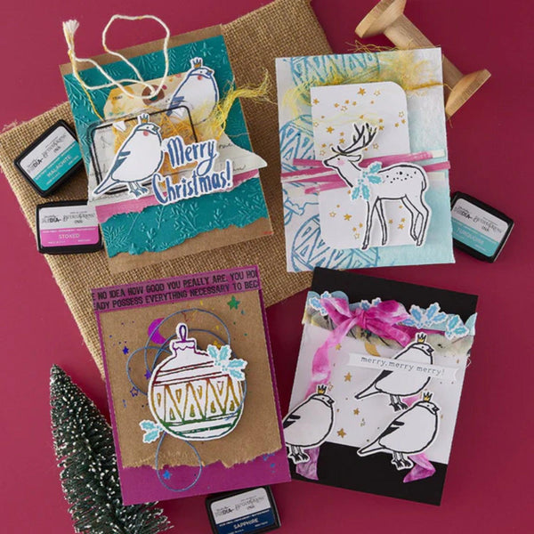 Spellbinders Starry Holiday 3D Embossing Folder By Dina Wakley - Stars and Fronds Frame