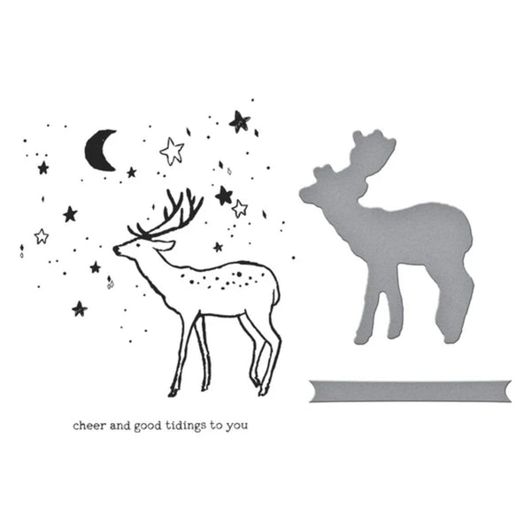 Spellbinders Starry Holiday Press Plate & Die Set By Dina Wakley - Cheer and Good Tidings Deer Registration