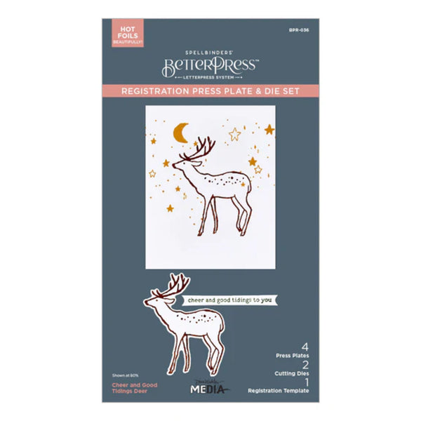 Spellbinders Starry Holiday Press Plate & Die Set By Dina Wakley - Cheer and Good Tidings Deer Registration
