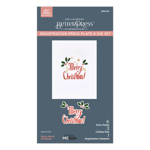 Spellbinders Starry Holiday Press Plate & Die Set By Dina Wakley - Starry Merry Christmas Registration