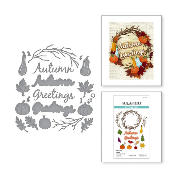 Spellbinders Texture & Foliage Wreath Etched Dies by Suzanne Hue - Autumn Greetings