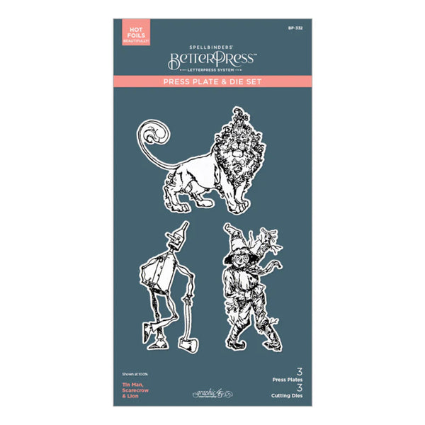 Spellbinders Wonder of Oz BetterPress Plate & Die Set by Graphic45 - Tin Man, Scarecrow & Lion