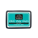 Turquoise dye ink pad with brand logo on a white background