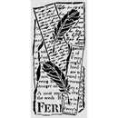 Decorative stencil with feathers and text on a white background