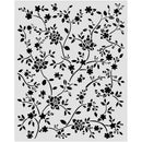 Floral pattern with black flowers and leaves on a white background