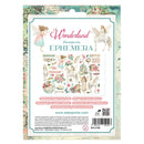Packaging of Stamperia Wonderland Ephemera with fairy and unicorn designs on a white background.