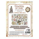 Packaging of Stamperia Gardens of Time ephemera with decorative elements and branding.
