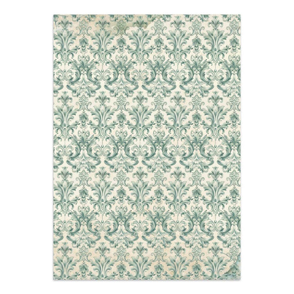 Decorative green and beige patterned paper