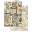 Cardstock with vintage music-themed design on a white background