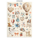 Collection of baby-themed stickers on a beige background with 'STICKERS' text at the top.