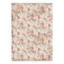 Floral patterned fabric with pink and red flowers on a white background
