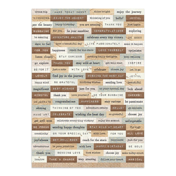 Collection of wooden blocks with various phrases and sayings on a white background