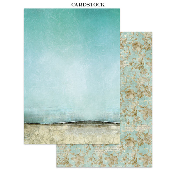 Two pieces of cardstock with different designs on a white background