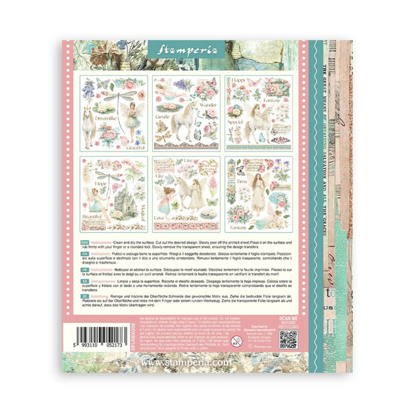 Stamperia paper pack with various designs and branding on a white background