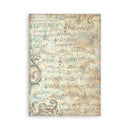 Sheet music design with decorative elements on a beige background