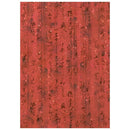 Red paper with black calligraphy on a white background