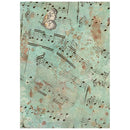 Sheet music pattern with butterflies on a textured background