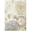Decorative paper with vintage pocket watch and shell design on a textured background