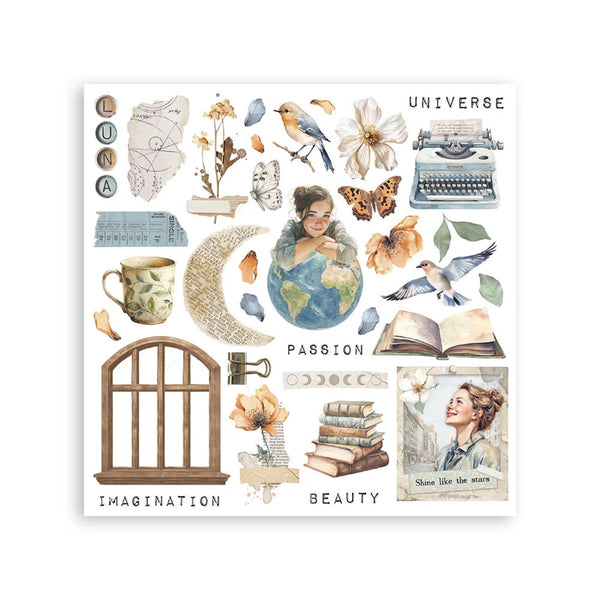 Collection of illustrated elements on a white background with text.
