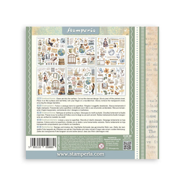 Stamperia product packaging with design elements and branding on a white background