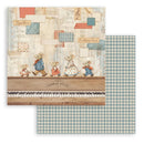 Sheet music with teddy bear illustrations and a checkered pattern on the right side.