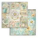Decorative paper sheet with floral and vintage design elements on a white background