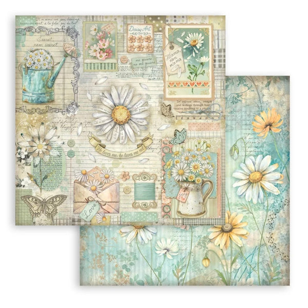 Decorative paper sheet with floral and vintage design elements on a white background