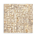 Complex network of pipes and valves on a beige background