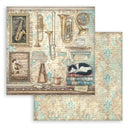 Decorative paper with musical instruments and a cat on a white background