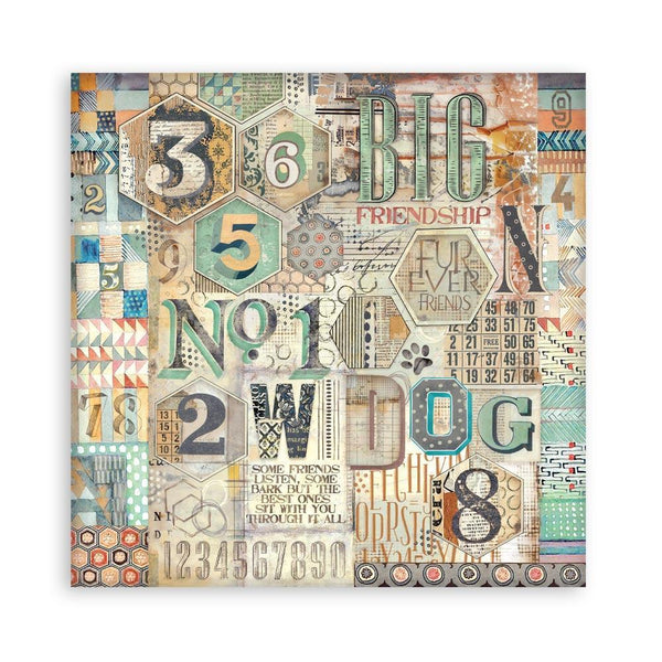 Stamperia Scrapbooking Small Pad 8" x 8" - Backgrounds Selection - Furry Friends