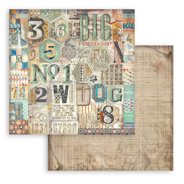 Stamperia Scrapbooking Small Pad 8" x 8" - Backgrounds Selection - Furry Friends
