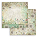 Two sheets of floral and nature-themed paper with intricate designs on a white background.