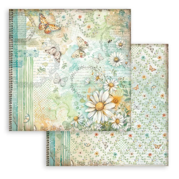 Notebook with floral and butterfly design on a white background