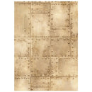 Beige metal panel with rivets on a white background