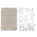 Set of silicone baby-themed molds on a white background