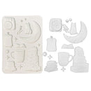 Set of white silicone mold shapes on a white background