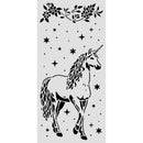 Unicorn design with floral and star patterns on a white background