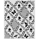 Decorative stencil with floral and butterfly pattern on a white background