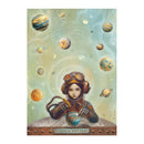 Illustration of a person in an astronaut suit with planets and stars in the background, featuring the text 'Believe in Your Light'.