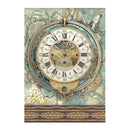 Decorative clock design with intricate details on a white background