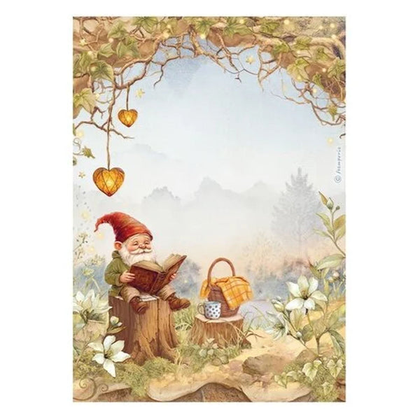 Stamperia Rice Paper Sheet A4 - Whispering Woods - Gnome