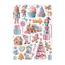 Stamperia A4 Rice Paper 8.27"x 11.69" - Candy Christmas Elements^