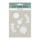 Set of white floral cutting dies on a beige card with 'Stamperia' branding.