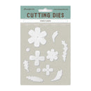 Set of white floral cutting dies on a beige card with 'Stamperia' branding.