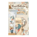 Packaging of Stamperia cards collection with illustrations and text on a white background