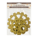 Package of Craft Shapes MDF blanks with gear designs on a white background
