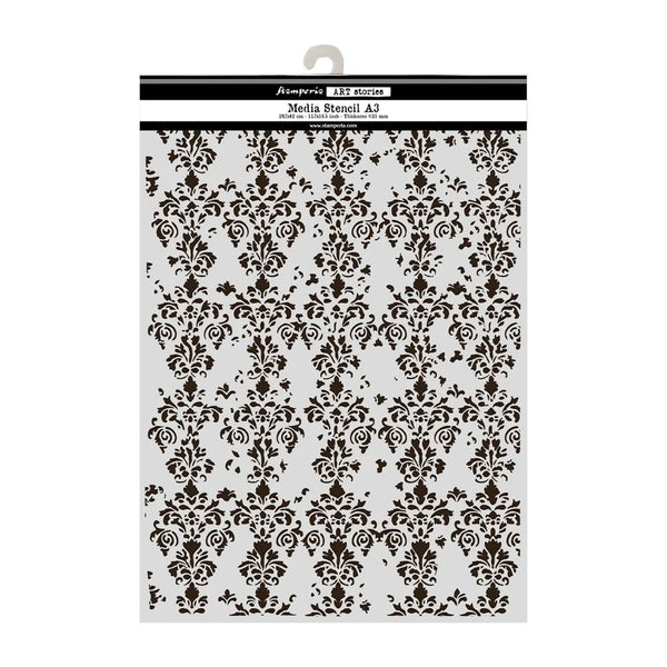 Decorative stencil with black pattern on a white background