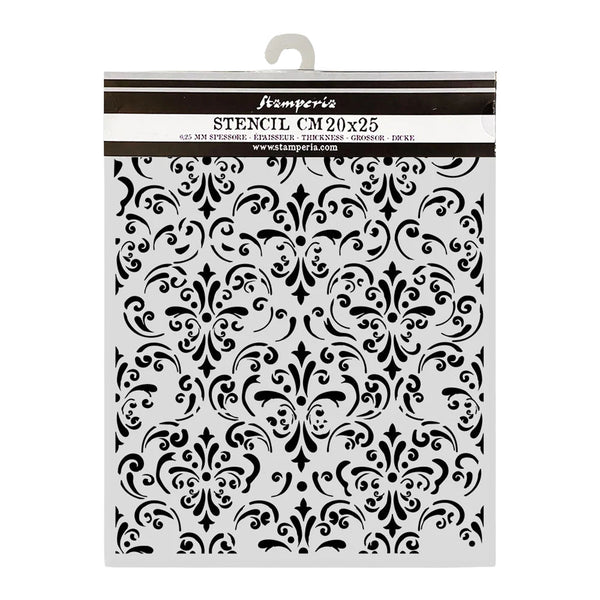 Stamperia Cut Laser Stencil 7.87" x 9.84" - Gardens of Time Wallpaper