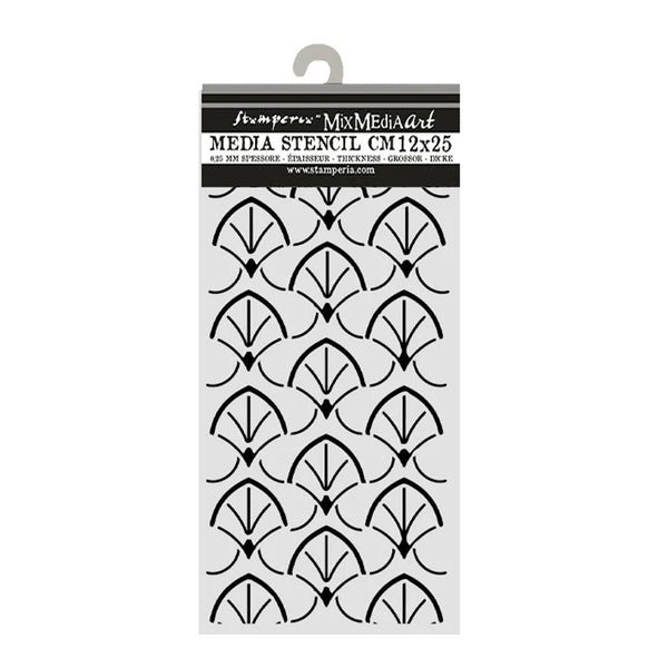 Stamperia Mix Media Art stencil with geometric pattern on a white background